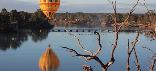 Balloon over a bridge on the Murray River