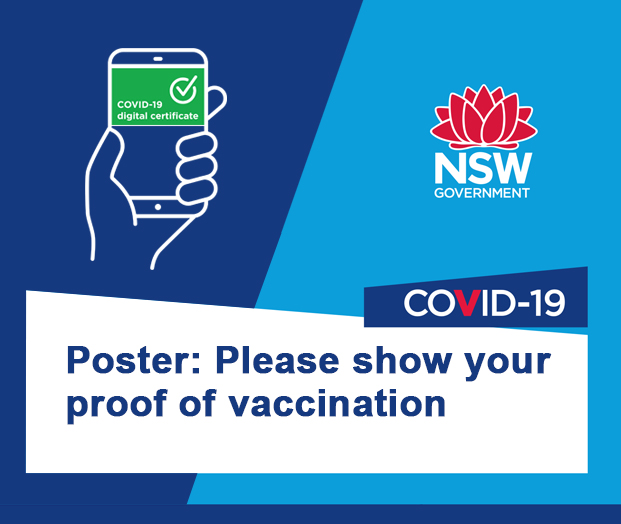 Poster: please show your proof of vaccination